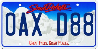 SD license plate 0AXD88