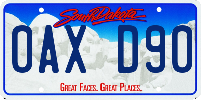 SD license plate 0AXD90