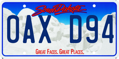 SD license plate 0AXD94