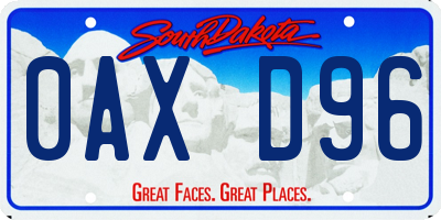 SD license plate 0AXD96