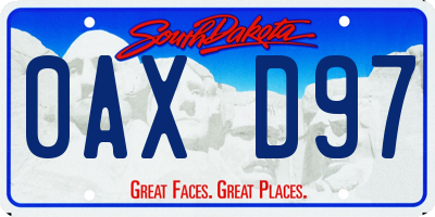SD license plate 0AXD97