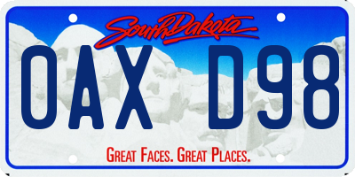SD license plate 0AXD98