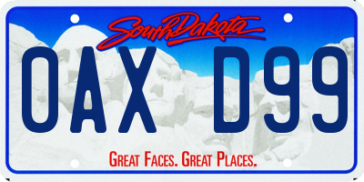 SD license plate 0AXD99