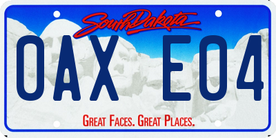 SD license plate 0AXE04
