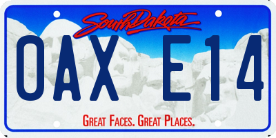 SD license plate 0AXE14