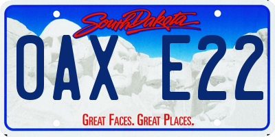 SD license plate 0AXE22