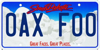 SD license plate 0AXF00