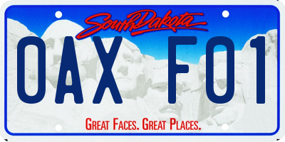 SD license plate 0AXF01