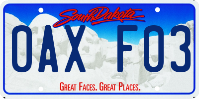 SD license plate 0AXF03