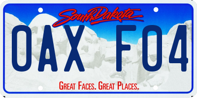 SD license plate 0AXF04