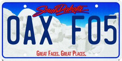 SD license plate 0AXF05
