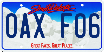 SD license plate 0AXF06