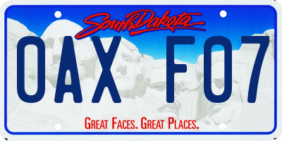 SD license plate 0AXF07