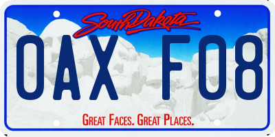 SD license plate 0AXF08