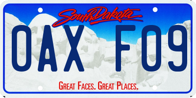 SD license plate 0AXF09
