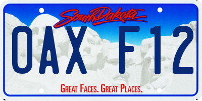 SD license plate 0AXF12