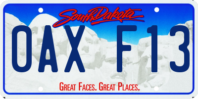 SD license plate 0AXF13
