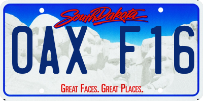 SD license plate 0AXF16