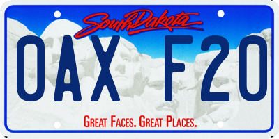 SD license plate 0AXF20