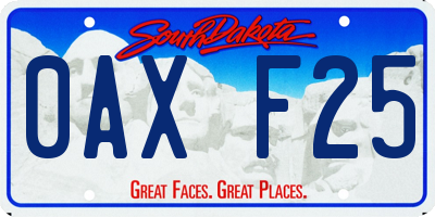 SD license plate 0AXF25