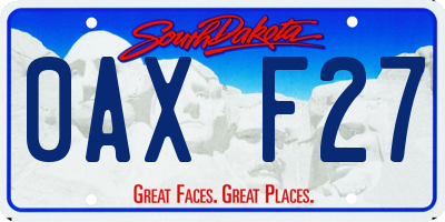 SD license plate 0AXF27