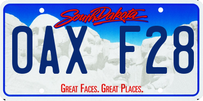 SD license plate 0AXF28