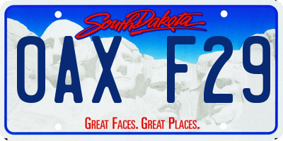 SD license plate 0AXF29