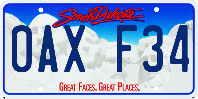 SD license plate 0AXF34