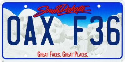 SD license plate 0AXF36
