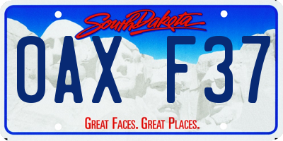 SD license plate 0AXF37
