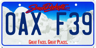 SD license plate 0AXF39