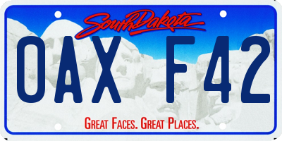SD license plate 0AXF42