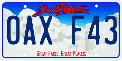 SD license plate 0AXF43