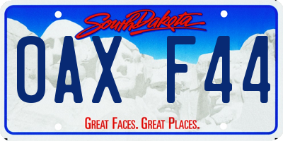 SD license plate 0AXF44