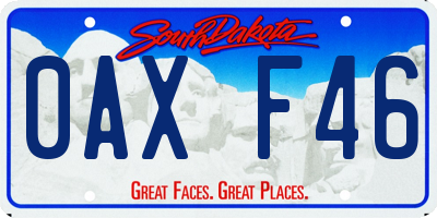 SD license plate 0AXF46