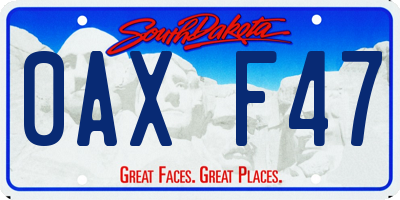 SD license plate 0AXF47