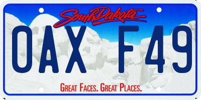 SD license plate 0AXF49