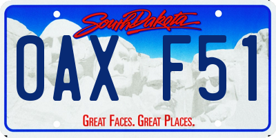 SD license plate 0AXF51