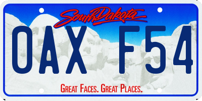 SD license plate 0AXF54