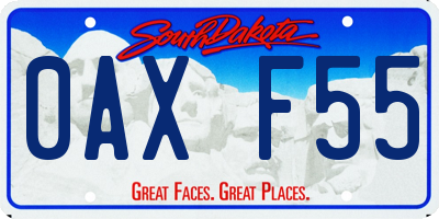 SD license plate 0AXF55
