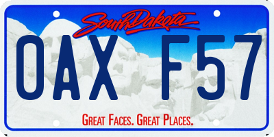 SD license plate 0AXF57