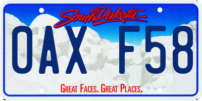 SD license plate 0AXF58