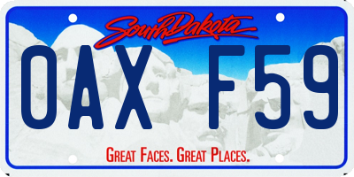 SD license plate 0AXF59