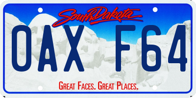 SD license plate 0AXF64
