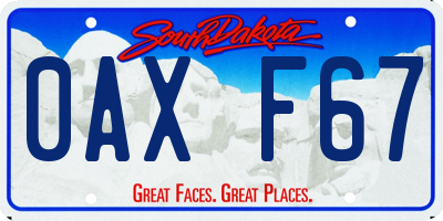 SD license plate 0AXF67