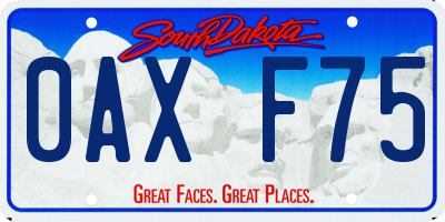 SD license plate 0AXF75