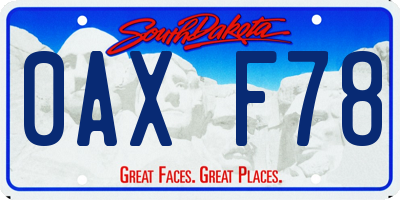 SD license plate 0AXF78