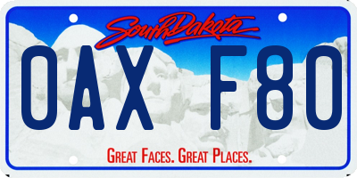 SD license plate 0AXF80
