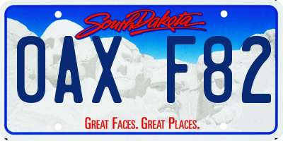 SD license plate 0AXF82