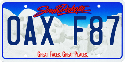 SD license plate 0AXF87